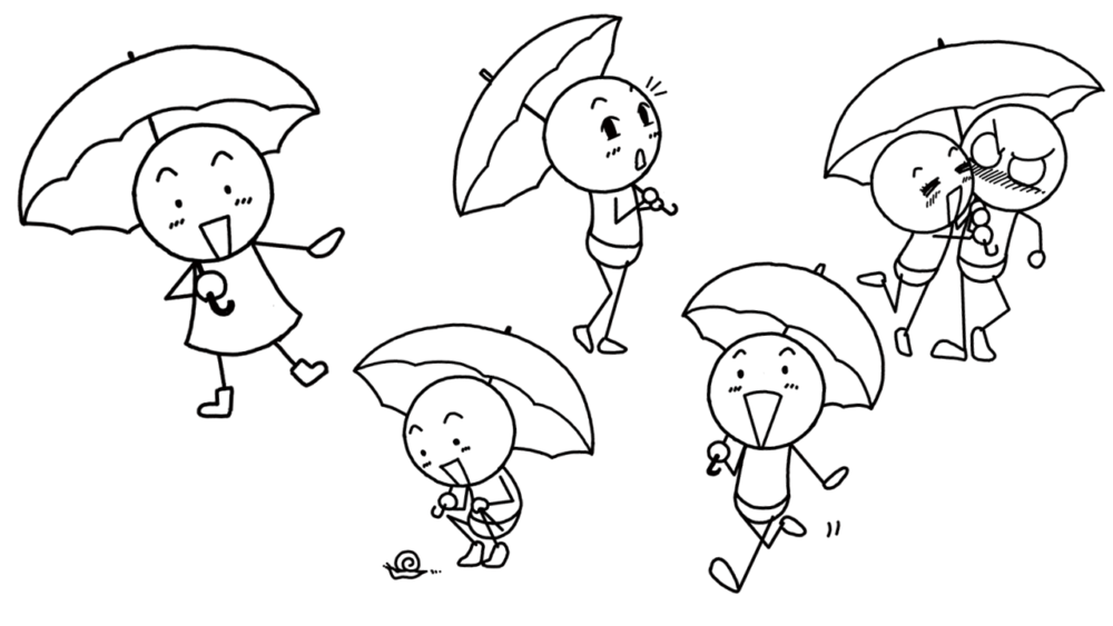 梅雨入りと傘をさす棒人間 イラストで伝える 見せる 考える誰でも描けるイラストプレゼン研究所