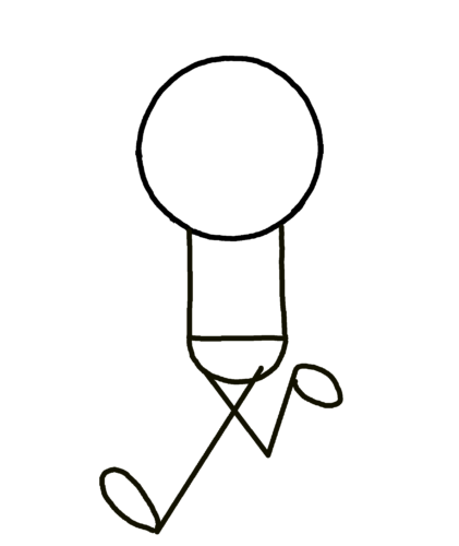 走る棒人間の書き方手順⑤奥の足（蹴り上げ脚）を描く