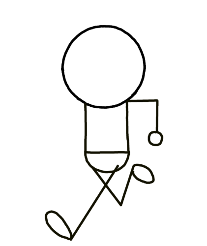 走る棒人間の書き方手順⑥ひき腕を描く