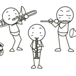 管楽器・吹奏楽器を吹く棒人間