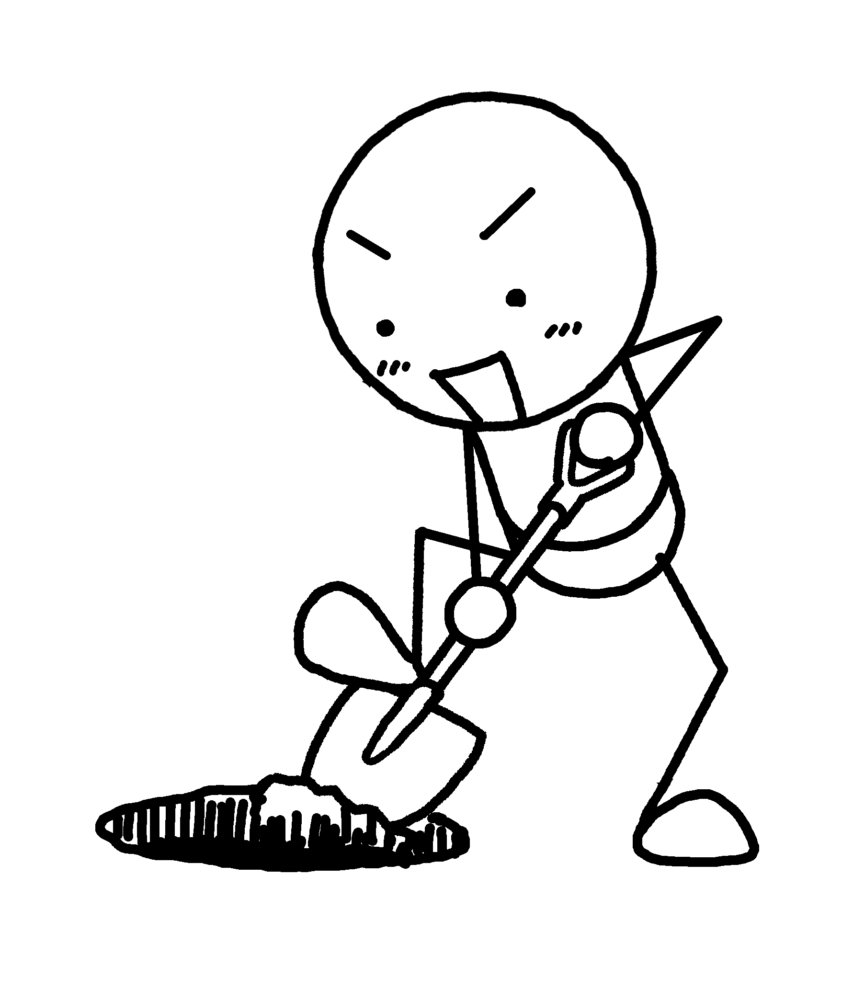 「掘る」「深堀する」棒人間 | イラストで伝える・見せる・考える誰でも描けるイラストプレゼン研究所