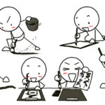 書き初め・筆を持つ棒人間